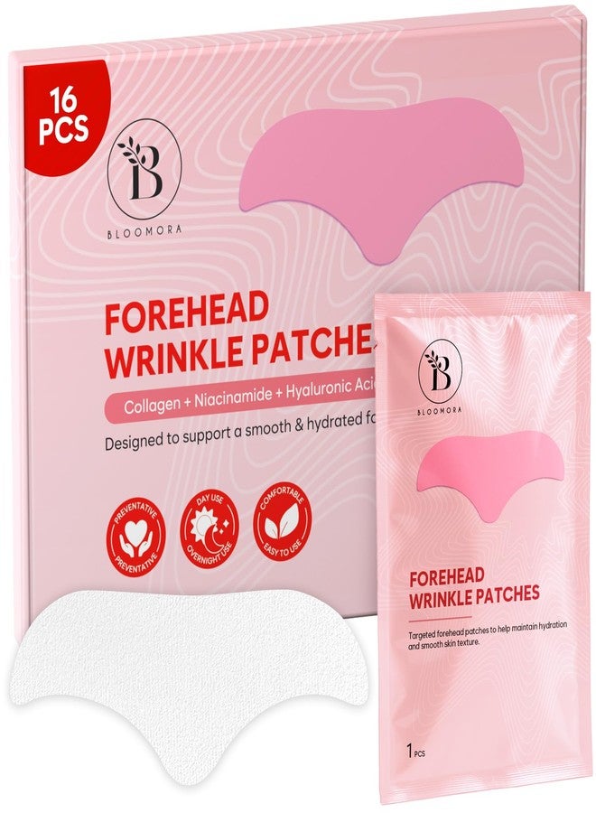BLOOMORA Forehead Wrinkle Patches Overnight for Fine Lines & Hydration, Smoothing Facial Wrinkle Patches with Hyaluronic Acid, Peptides & Collagen, Hydrogel Anti Wrinkle Skincare for Men & Women (16pcs) - Image 1
